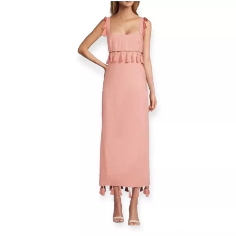 Antonio Melani 12, 14Pink Nat Note Cici Tassel Linen Maxi Dress Sleeveless NWT - Picture 3 of 16